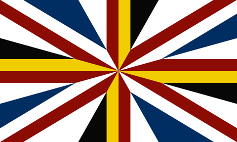 Modern interpretation of the flag with the colours of St David's flag and the Scottish blue.