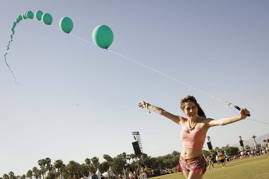 As part of the art offerings at this year's Coachella Music and Arts Festival concert-goers could pose with a long balloon chain.